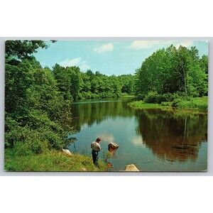 Postcard PA Intercourse Fishing Along A Quiet River Garden Spot of America 1960s